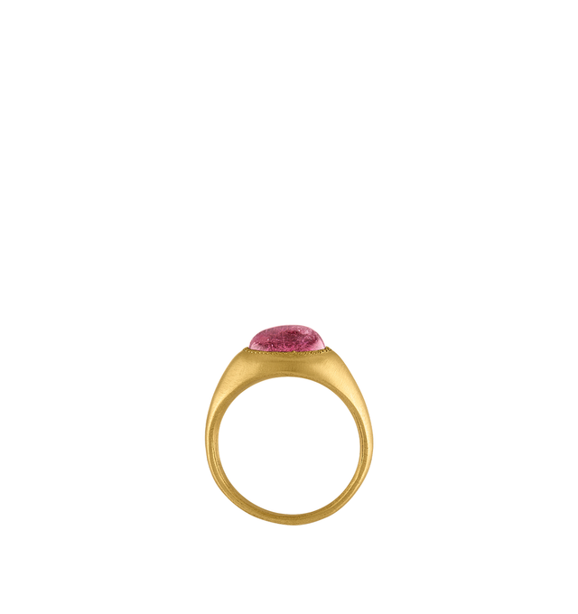 Image 3 of 3 - PINK - Prounis Rose Tourmaline Roz Ring is handcrafted from 22K yellow gold and features a rose tourmaline in the brands signature Roz silhouette. Band Width: 10 mm. Handmade in New York. For personal consultation and detailed information about jewelry, please contact our dedicated stylist team at personalshopping@hirshleifers.com.This item may be restricted for online purchase to international clients. For assistance purchasing this item please contact our dedicated stylist team at personals 