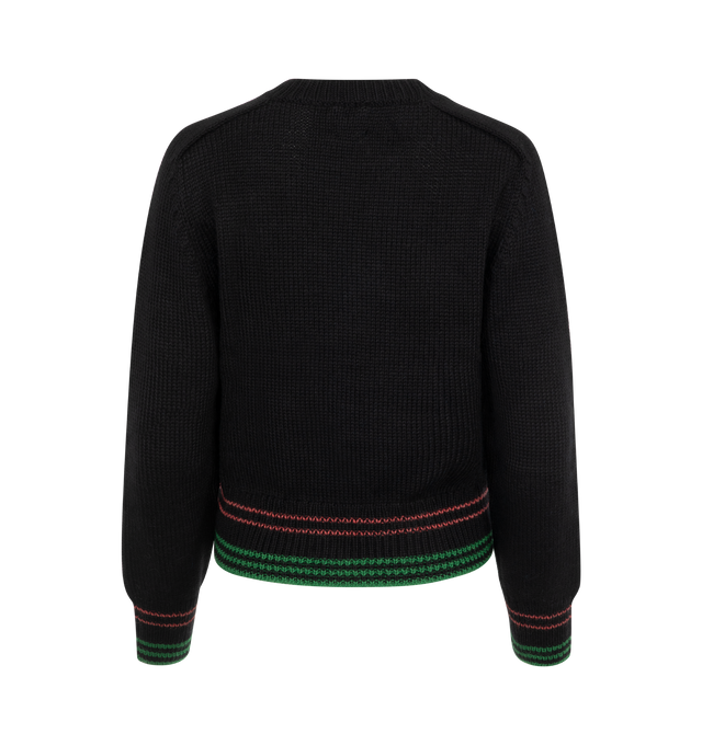 Image 2 of 2 - BLACK - Bode Ski Run Sweater has a crew neck, an embroidered design, and ribbed trims.  