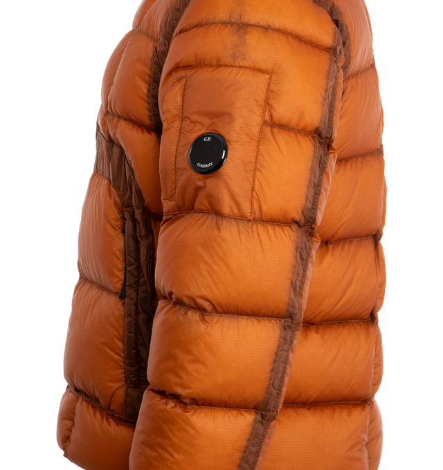 Image 3 of 3 - BROWN - C. P. Company D.D. Shell Medium Down Jacket has a 2-way full zip front closure, side zip pockets, and filling via Direct Down Injection. Micro-ripstop opaque 7 denier nylon.  