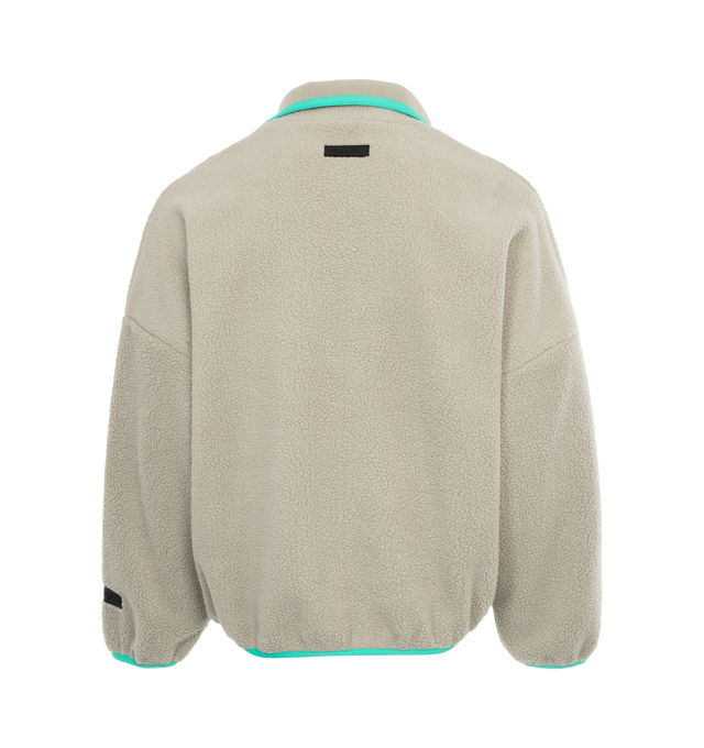 Image 2 of 2 - GREY - FEAR OF GOD ESSENTIALS Seal Polar Fleece Half Zip Sweatshirt featuring relaxed fit, a mock neckline, long sleeves, a half-zip front closure, dropped shoulders, a polar fleece construction and a rubber brand label at the upper back and wrist cuff. 100% polyester. 