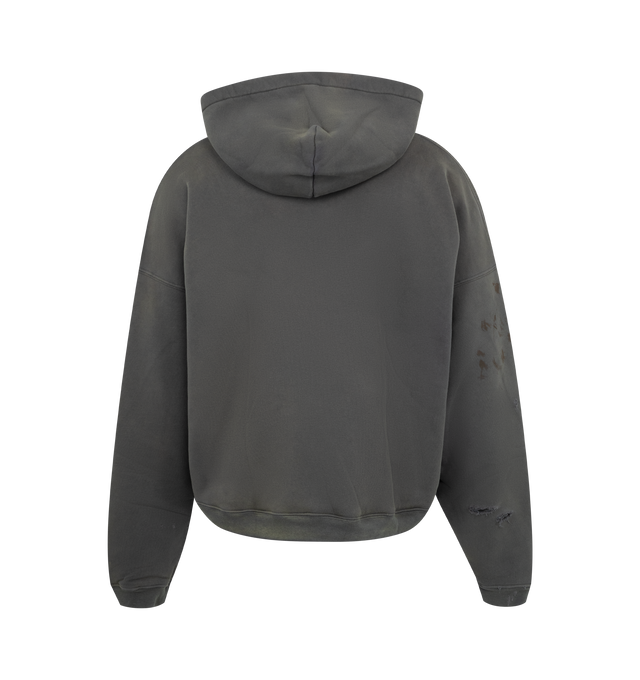 Image 2 of 2 - BLACK - Enfants Riches Deprimes Distressed Logo Hoodie has an attached hood, a distressed logo at the front, a boxy fit, and ribbed trims. Made in USA.  