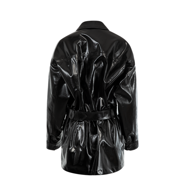 Image 2 of 3 - BLACK - Saint Laurent Saharienne Jacket has a button front closure, an adjustable belt with a metal buckle, and 4 button flap pockets. 