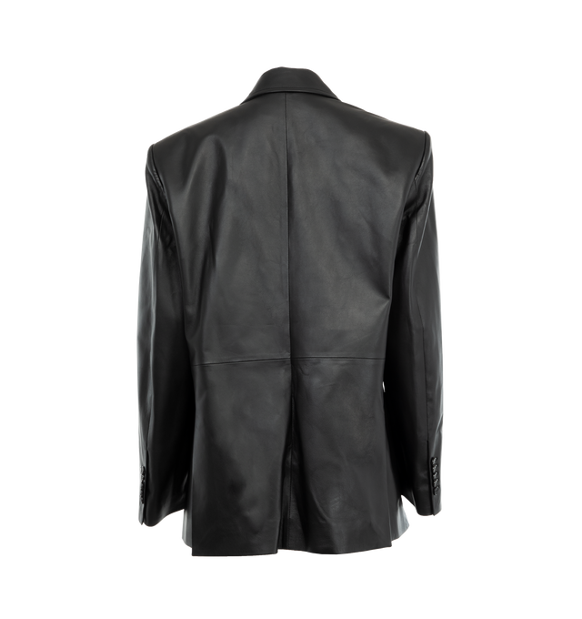 Image 2 of 3 - BLACK - WARDROBE.NYC Oversized Single Breasted Blazer featuring notched lapel, two button front closure, flap pockets on front, chest pocket and buttoned cuffs. 100% lambskin. 