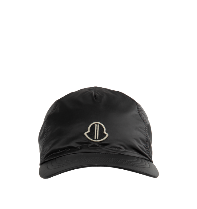 BLACK - RICK OWENS X MONCLER BASEBALL HAT featuring a slightly curved brim with stitching, adjustable back strap and small logo on the front. 