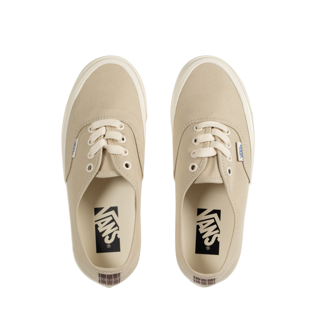 Image 5 of 5 - NEUTRAL - VANS Authentic Reissue 44 LX Sneakers featuring low-top, lightweight canvas upper,  lace-up closure, logo flag at outer side, rubber logo patch at heel, textured rubber midsole, treaded rubber sole and contrast stitching in white. Upper: canvas. Sole: rubber.  