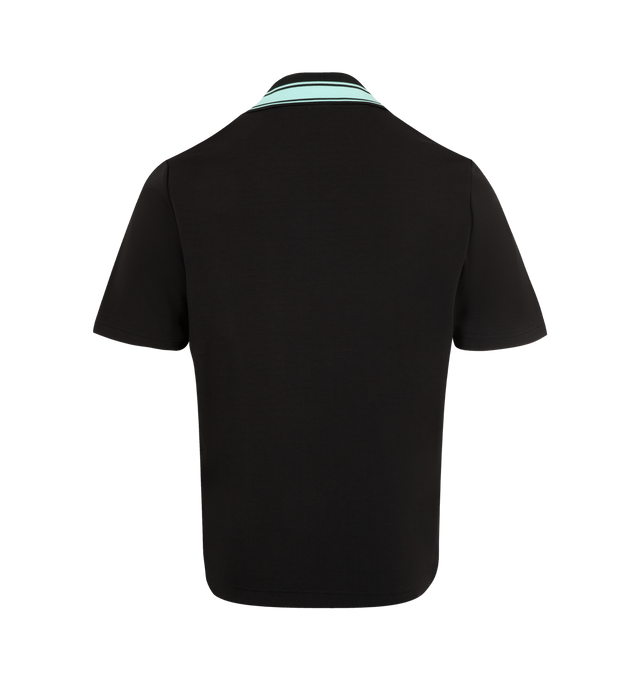 Image 2 of 2 - BLACK - CASABLANCA Interlock Polo featuring short sleeves, v-neck, interlock polo, contrasting collar. Cotton. Made in Portugal. 