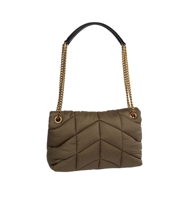 SMALL PUFFER IN QUILTED NYLON AND LEATHER