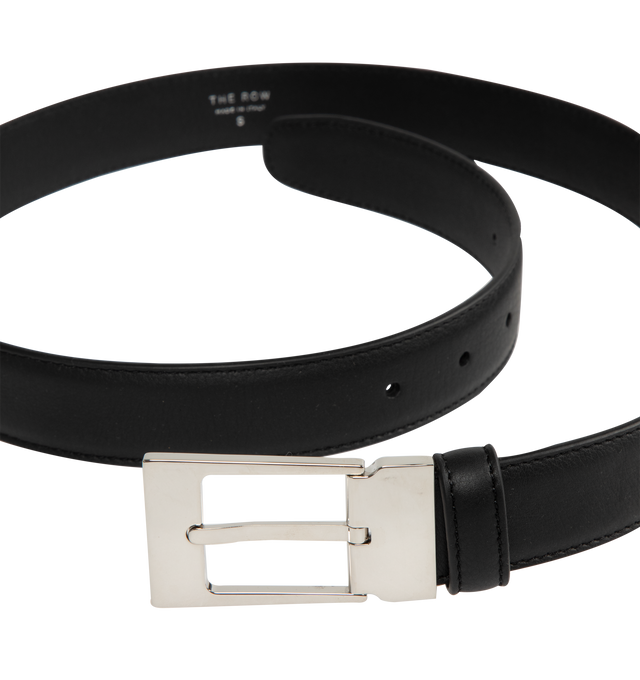 Image 2 of 2 - BLACK - The Row Jewel Leather Belt featuring smooth grain, logo stamp to the rear, buckle fastening, punched holes, round tip and adjustable fit. 100% leather. 