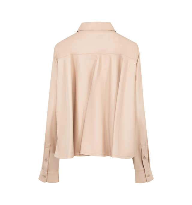 Image 2 of 2 - PINK - LOEWE PAULA'S IBIZA Shirt in lightweight nappa lambskin featuring godets at the back, relaxed fit, regular length, classic collar, button front fastening, buttoned cuffs, godets at the back and embossed LOEWE placed on the chest pocket. Nappa. Made in Spain. 