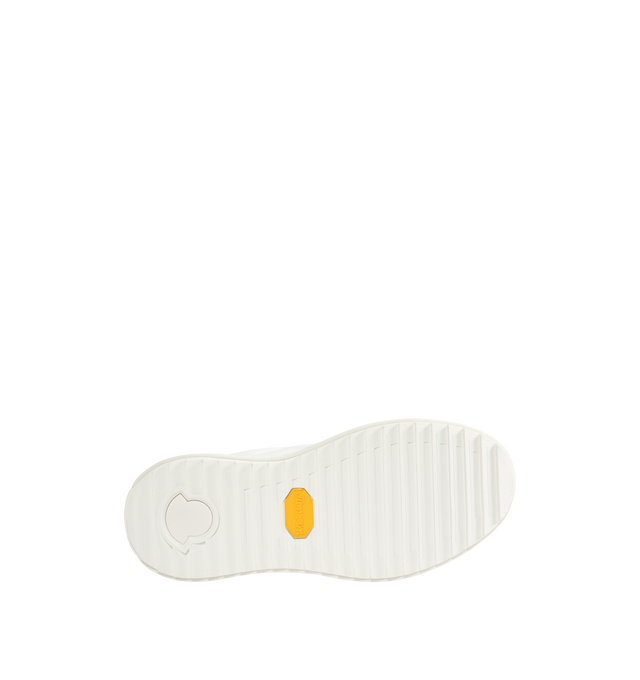 Image 4 of 5 - WHITE - Moncler Mens Altive Sneakers feature a nylon, nubuck, and suede upper. Designed with a lace-up closure, leather lining, OrthoLite insole, foam padding, EVA midsole, TPU spoiler, and Vibram rubber tread. Upper: Cow Leather and 100% Polyamide/Nylon; Lining: Cow Leather and 100% Polyamide/Nylon; Sole: 100% Elastodiene. Sole Height: 4.2 cm. Made in Vietnam. 