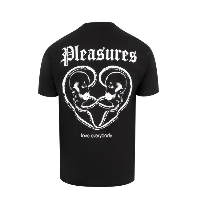 Image 2 of 2 - BLACK - Pleasures Connected T-Shirt has a crew neck, signature brand graphics, and short sleeves. 100% cotton. Made in Nicaragua.  