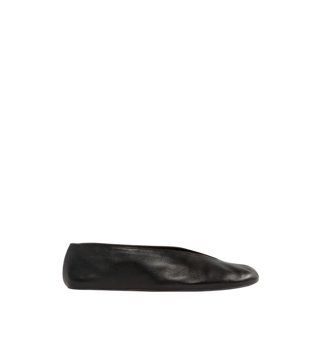 Image 1 of 4 - BLACK - The Row women's slip-on shoe in soft nappa leather with oval toe, notched v-opening, and flexible rubber-coated sole. 100% Lambskin Leather. Made in Italy. 