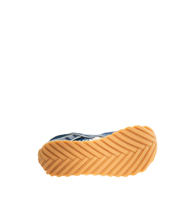 Image 4 of 5 - BLUE - Bottega Veneta Sneakers featuring mechanical textile upper, rubber sole, lace-up front, padded collar and tongue with Bottega Venneta logo detail at tongue. Made in Italy. 