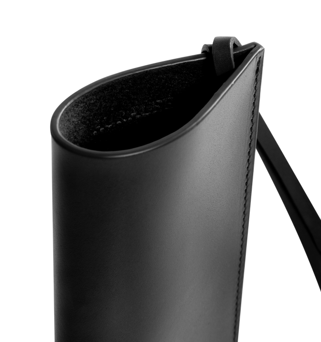 Image 3 of 3 - BLACK - AURALEE Leather Sunglasses Case featuring premium box calf leather, the interior is lined with Torays Ultrasuede and leather strap. 2.9cm x 6.4cm. Calf leather. Made in Japan. 