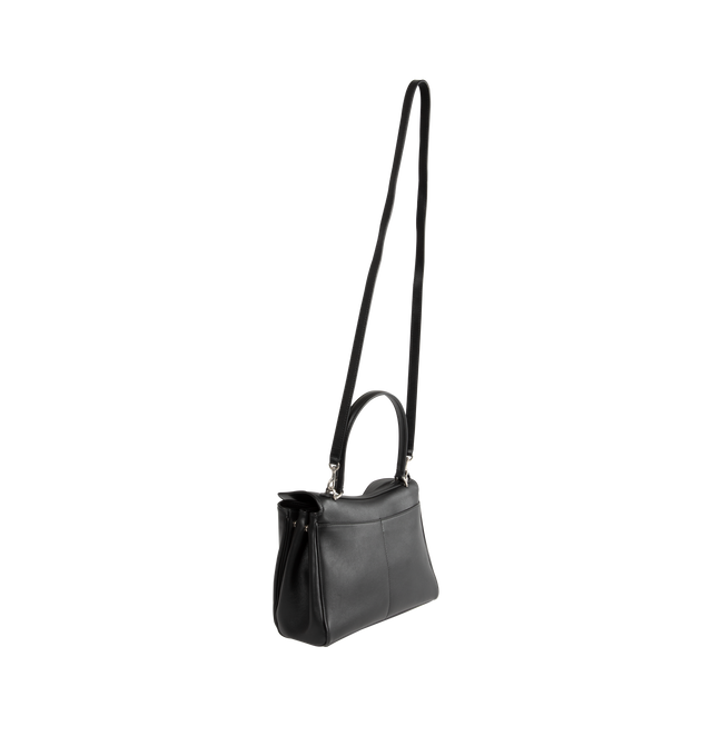 Image 2 of 3 - BLACK - Balenciaga Rodeo Small Handbag has a magnetic closure, a top carry handle, a removable shoulder strap, a removable leather keyring, and aged silver hardware. 100% calfskin. Made in Italy.  