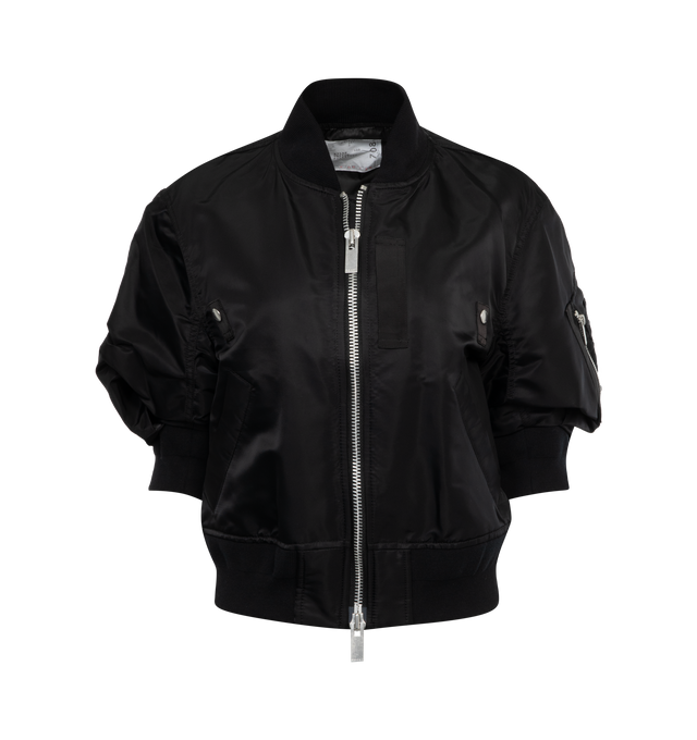 BLACK - SACAI Nylon Twill Blouson featuring two-way zip fastening through front, a zipped sleeve pocket and ribbed-knit trims. 100% nylon.