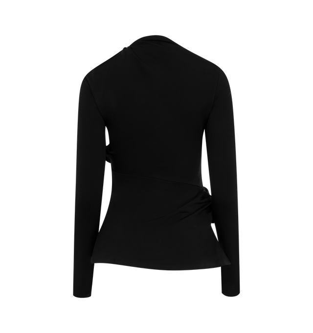 Image 2 of 2 - BLACK - Acne Studios Women's Long sleeve top constructed with tie-up knots and cut-out details, crafted from a soft stretch cotton blend. Cut to a regular fit., below hip length.  Shell: 60% Viscose, 32% Cotton, 8% Elastane, Lining: 74% Nylon, 26% Elastane. 