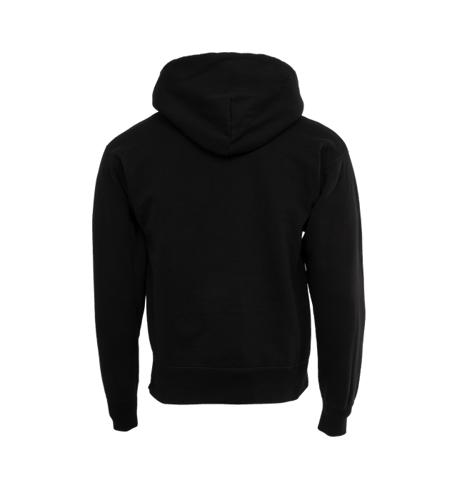 Image 2 of 3 - BLACK - SAINT MICHAEL Saint Hoodie featuring logo print to the front, classic hood, drop shoulder, long sleeves, ribbed cuffs and hem and front pouch pocket. 100% cotton.  