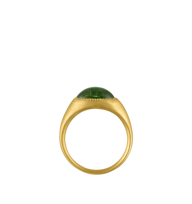 Image 3 of 3 - GOLD - PROUNIS Green Tourmaline Roz Ring inset with a moss green tourmaline featuring 22K gold. 9mm wide. Hirshleifers offers a range of pieces from this collection in-store. For personal consultation and detailed information about jewelry, please contact our dedicated stylist team at personalshopping@hirshleifers.com. This item may be restricted for online purchase to international clients. For assistance purchasing this item please contact our dedicated stylist team at personalshopping@hirs 