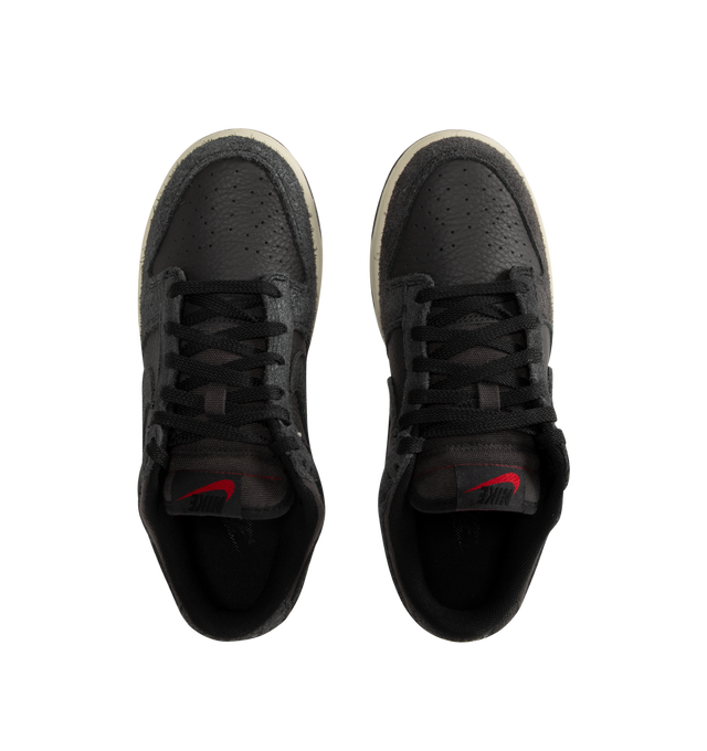 Image 5 of 5 - BLACK - NIKE Dunk Low Retro Premium Sneaker featuring leather and suede upper, foam midsole offers lightweight, responsive cushioning and rubber outsole with classic pivot circle. 