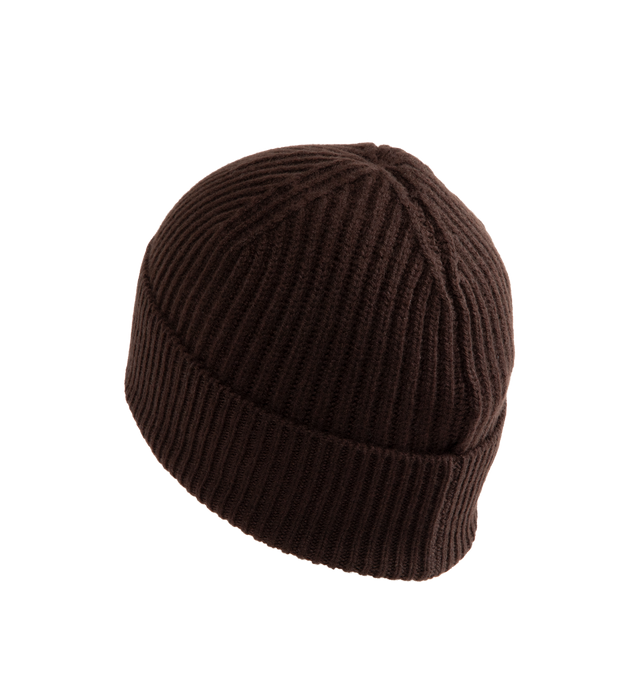 Image 2 of 2 - BROWN - Casablanca Men's Classic Beanie is crafted from a soft knit and features a classic ribbed construction with a fold-over cuff and signature Casablanca logo detailing. This designer beanie combines exceptional warmth with the brand's refined luxury sportswear aesthetic, making it a timeless cold-weather accessory for everyday wear. Main Material: Premium Knit. 