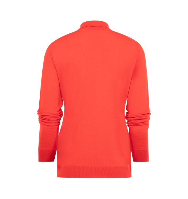 Image 2 of 2 - RED - RADH The Dea Polo Top featuring a classic polo, finely knit wool, long sleeves, polo collar and button up. Wool. 