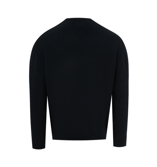 Image 2 of 2 - NAVY - Noah Shaker Stitch Fully-fashioned sweater with v-neck opening. Made in Portugal.100% cotton. 