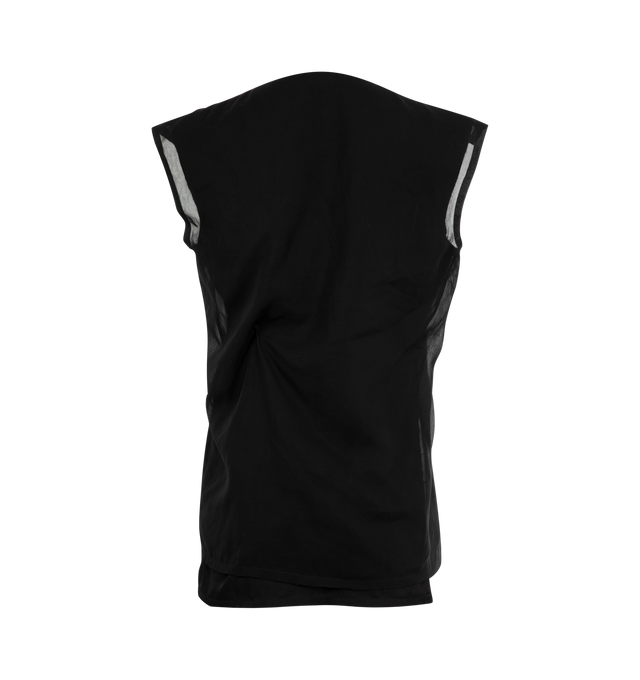 Image 2 of 2 - BLACK - THE ROW Inawa Top featuring asymmetrical layered top in gauzy cotton organza with crew neckline, frayed hem detailing, and concealed side zipper closure. 100% cotton. Lined in 100% silk. Made in Italy. 