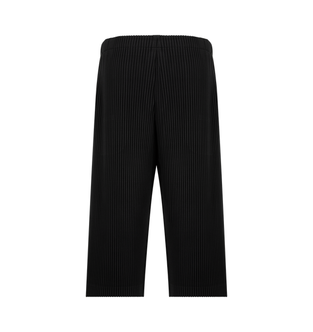 Image 2 of 3 - BLACK - ISSEY MIYAKE Pant featuring mid-length, quick-drying property, relaxed fit, pleats throughout, pockets on both sides, a drawcord at the waist and a button-fly design. 100% polyester. Made In The Philippines. 