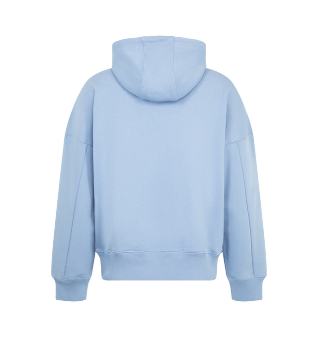 Image 2 of 2 - BLUE - Loewe Men's Key Ring Hoodie in Cotton is crafted from medium-weight loopback cotton fleece and features a regular-fit silhouette with a hooded collar. Designed with a leather drawstring and detachable Anagram key ring, a front kangaroo pocket, ribbed cuffs and hem, and two-tone Anagram embroidery at the chest that showcases the house's signature branding. Main Material: 100% Cotton. Made in Portugal. 