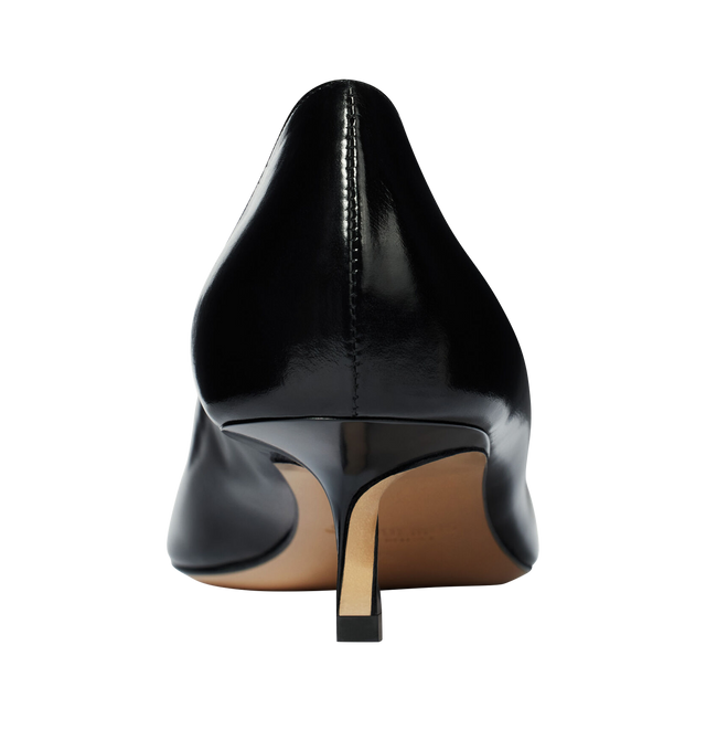 Image 3 of 4 - BLACK - JACQUEMUS Tourni Heel featuring pump heels in smooth leather, pointed toe, small fixed bow, stitched edges, lambskin leather insole and lining, 4.5cm asymmetric twisted heels with lacquered finish and contrast outsole. 100% cow leather. Outsole: 100% cow leather. Made in Italy.  