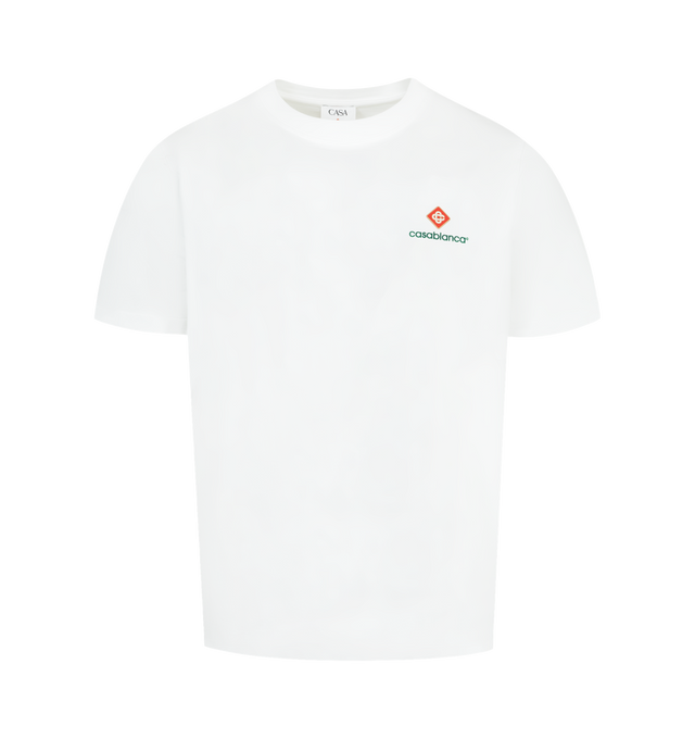 Image 1 of 2 - WHITE - Casablanca short-sleeve t-shirt is a classic design, featuring the house's diamond logo patch, classic crew neck, and relaxed silhouette.100% organic cotton. Made in Portugal. 