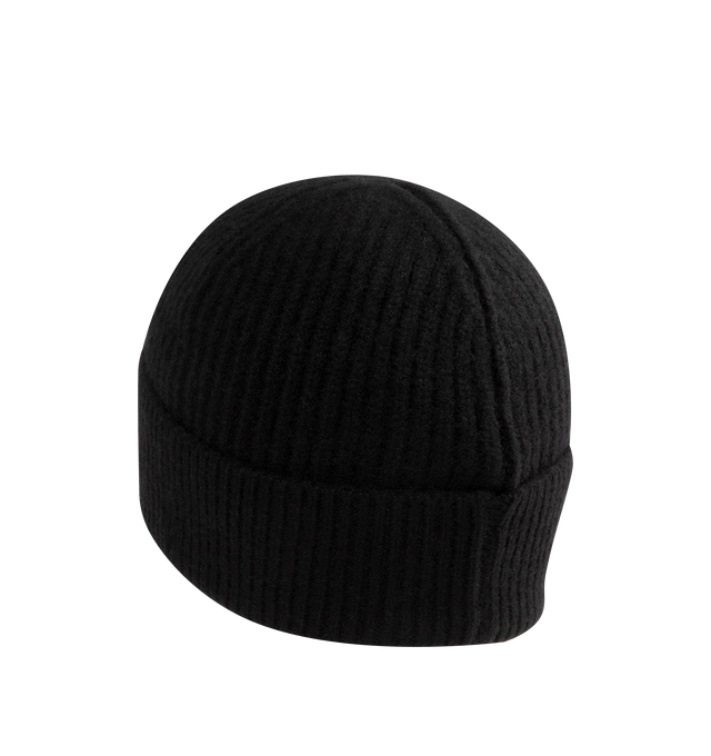 Image 2 of 2 - BLACK - CASABLANCA Half Cardigan Wool Beanie featuring ribbed construction and Casablanca logo on the front. 100% wool. 