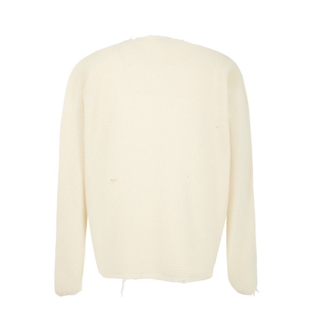 Image 2 of 2 - CREAM - Second/Layer Friends Pullover Waffle Knit Sweater is crafted from a wool and cashmere blend yarn and features a relaxed, cropped silhouette with a textured waffle-knit construction. Main Material: Wool and Cashmere Blend. 