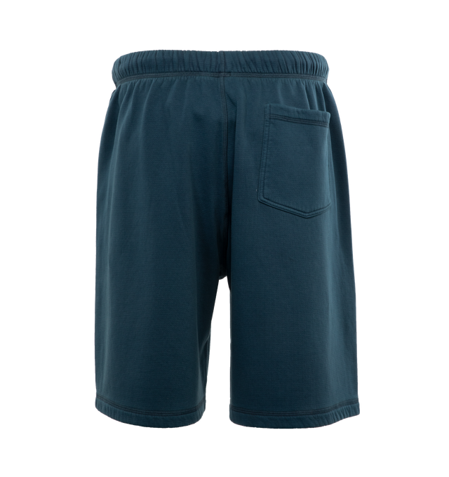 Image 2 of 4 - BLUE - THE ROW Stanton Shorts featuring oversized knee-length short in heavy French terry with drawstring elastic waistband, side seam pockets, and rear patch pocket. 93% cotton, 7% polyamide. Made in Italy. 