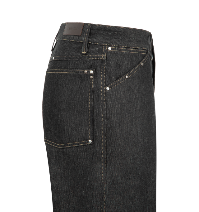 Image 3 of 3 - GREY - LEMAIRE Wide Pant With Studs featuring zip fly and button closure, 5-pocket styling, rivets of varying sizes and midweight twill fabric. 100% cotton. Made in Italy. 