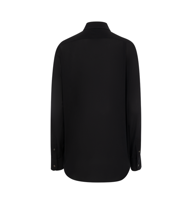 Image 2 of 2 - BLACK - The Row Elia Shirt has a classic collar, an exposed button placket, classic French seams, and button cuffs. 91% silk, 9% elastane. Made in Italy.  