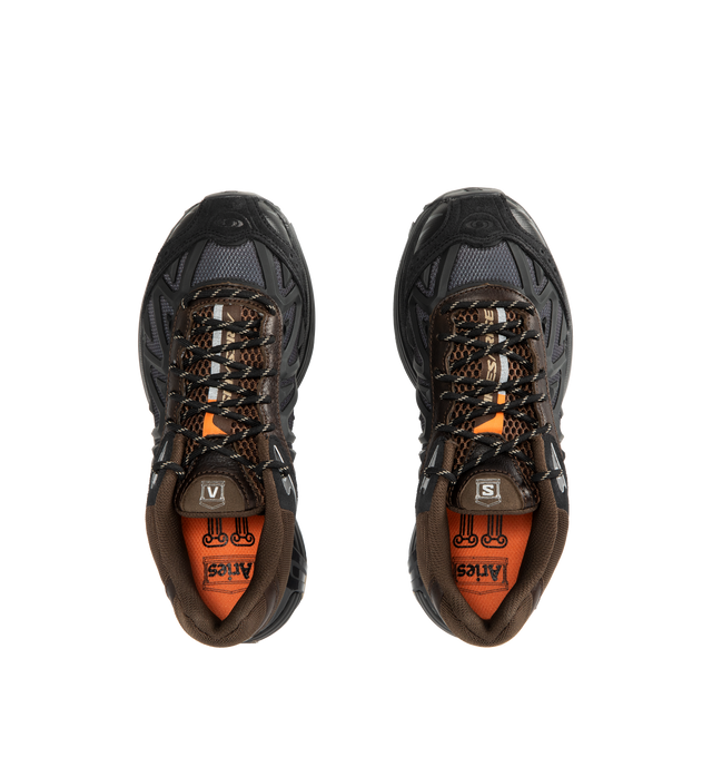 Image 5 of 5 - BLACK - SALOMON XT Whisper Aries Sneaker featuring traditional lacing system with eyelets, textile and leather upper, agileChassis system, OrthoLite diecut sockliner, textile lining, chevron lugs mud contaGRIP. 100% polyester.  