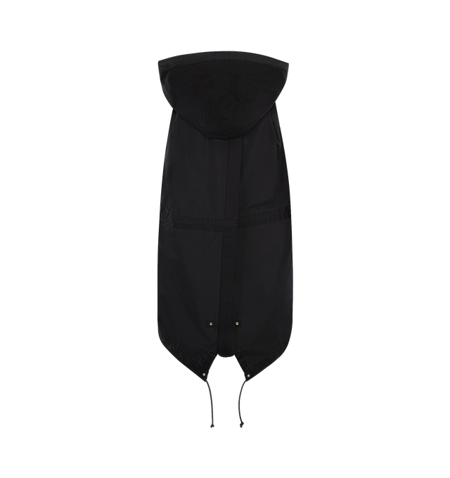 Image 2 of 3 - BLACK - SACAI Taffeta Vest featuring drawstring waist, drawstring hood and zipper front. 86% polyester, 14% cotton. 