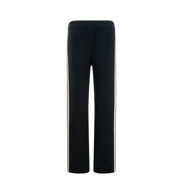 Image 2 of 3 - BLUE - Casablanca Men's Caf Stripe Track Trousers are crafted from a cotton-wool blend and feature a relaxed straight-leg silhouette. Designed with an elasticized waistband and drawstring fastening, these track trousers are detailed with side pockets, a back patch pocket, pin-tuck seams at the front. Main Material: 50% Cotton, 48% Wool, 1% Polyamide, 1% Elastane. Embroidery: 100% Viscose.  