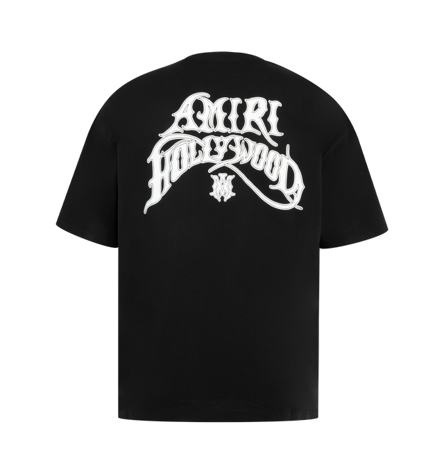 Image 2 of 2 - BLACK - AMIRI Hollywood LJ Skate T-shirt featuring cotton jersey, logo graphic and text printed at chest and back, rib-knit crewneck and dopped shoulders. 100% cotton. Made in Italy. 
