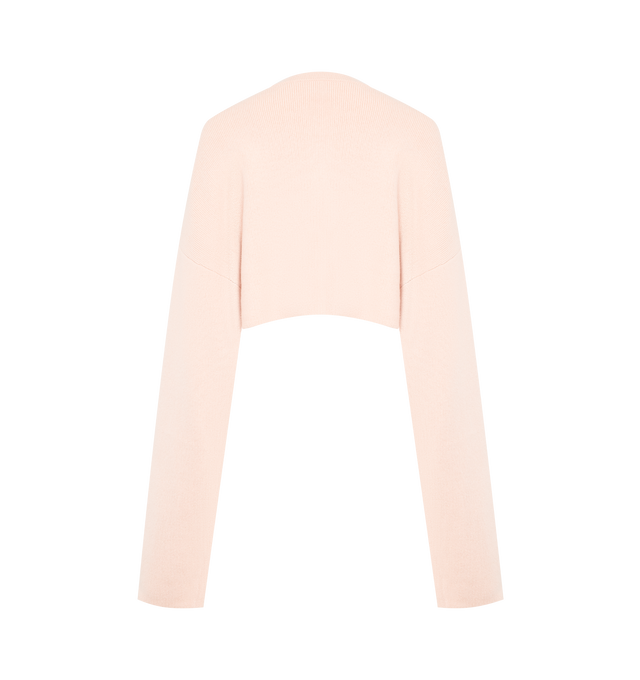 Image 2 of 2 - PINK - TOTEME Cropped Oversized Cardigan featuring cardigan knitted from double-faced wool to a cropped, oversized silhouette with voluminous sleeves that extend past the fingertips, metal tonal buttons fasten the front and dropped shoulders. 92% RWS wool, 7% polyamide, 1% elastane. 
