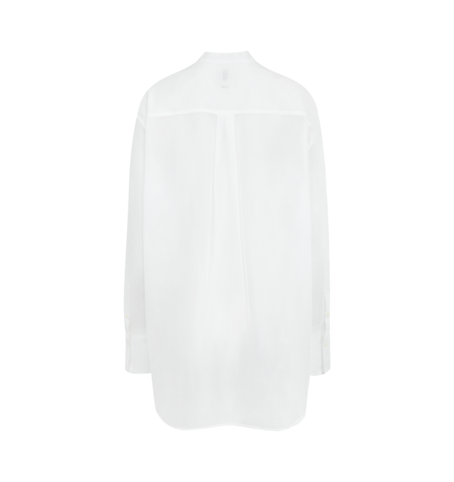 Image 2 of 2 - WHITE - TOTEME Stand Collar Shirt featuring buttoned half placket, tassels and buttoned cuffs. 100% cotton organic. Made in Turkey. 