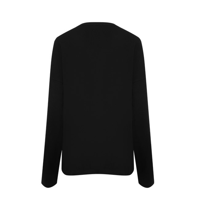 Image 2 of 2 - BLACK - THE ROW Floris T-Shirt featuring long-sleeved crewneck t-shirt in ultrasoft Japanese cotton jersey with relaxed fit, dropped shoulder and ribbed neckline. 100% cotton. Made in Italy. 