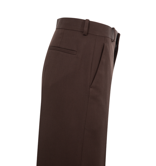 Image 3 of 3 - BROWN - Wardrobe.NYC Straight Leg Trousers have pintuck detailing at the front, tapered legs, side pockets, and 2 back pockets. 100% cotton. Made in Slovakia.  