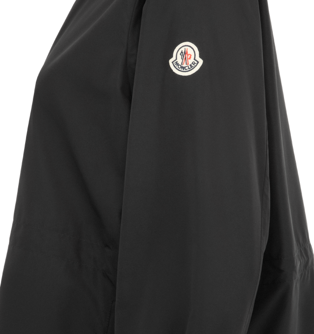 Image 4 of 4 - BLACK - MONCLER Enette Hooded Short Parka featuring micro lining, detachable and adjustable hood, zipper closure, zipped pockets, waist with drawstring fastening, adjustable cuffs and leather logo patch. 100% polyester. 