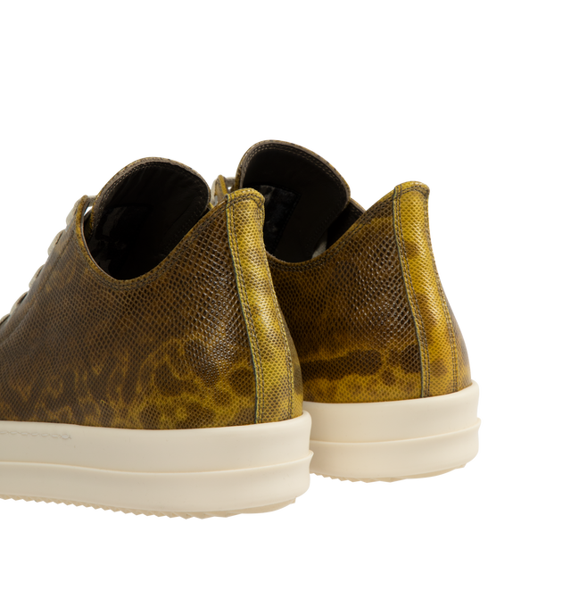 Image 3 of 5 - BROWN - RICK OWENS Low-Top Sneakers featuring cap toe, lace-up closure, metal eyelets and treaded thermoplastic rubber sole. Made in Italy. 