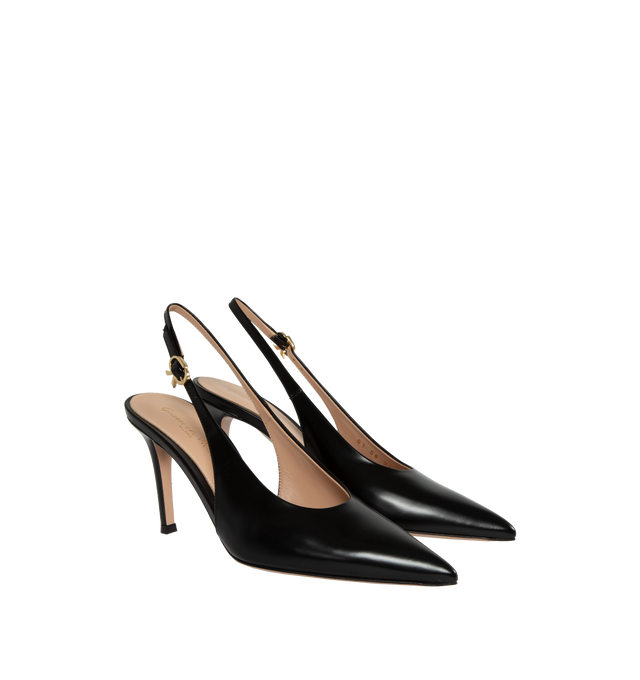 Image 2 of 4 - BLACK - GIANVITO ROSSI Tokio Slingbacks featuring point-toe silhouette and adjustable buckle closures. Leather.  