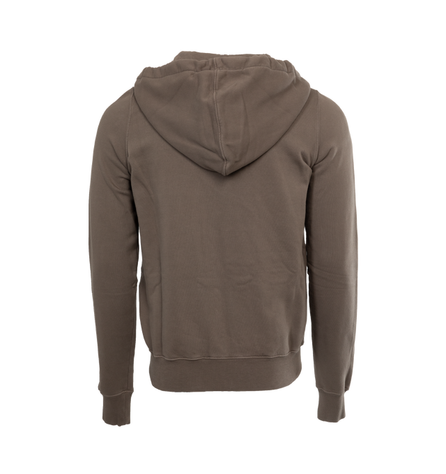 Image 2 of 3 - BROWN - DARK SHADOW Jason Hoodie featuring drawstring at hood, zip closure, patch pockets, rib knit hem and cuffs and integrated logo-woven webbing strap at interior. 100% organic cotton. Made in Italy.  