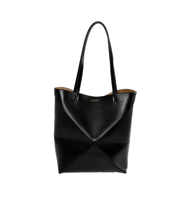 Fold Shopper Leather Tote Bag in Black - Loewe